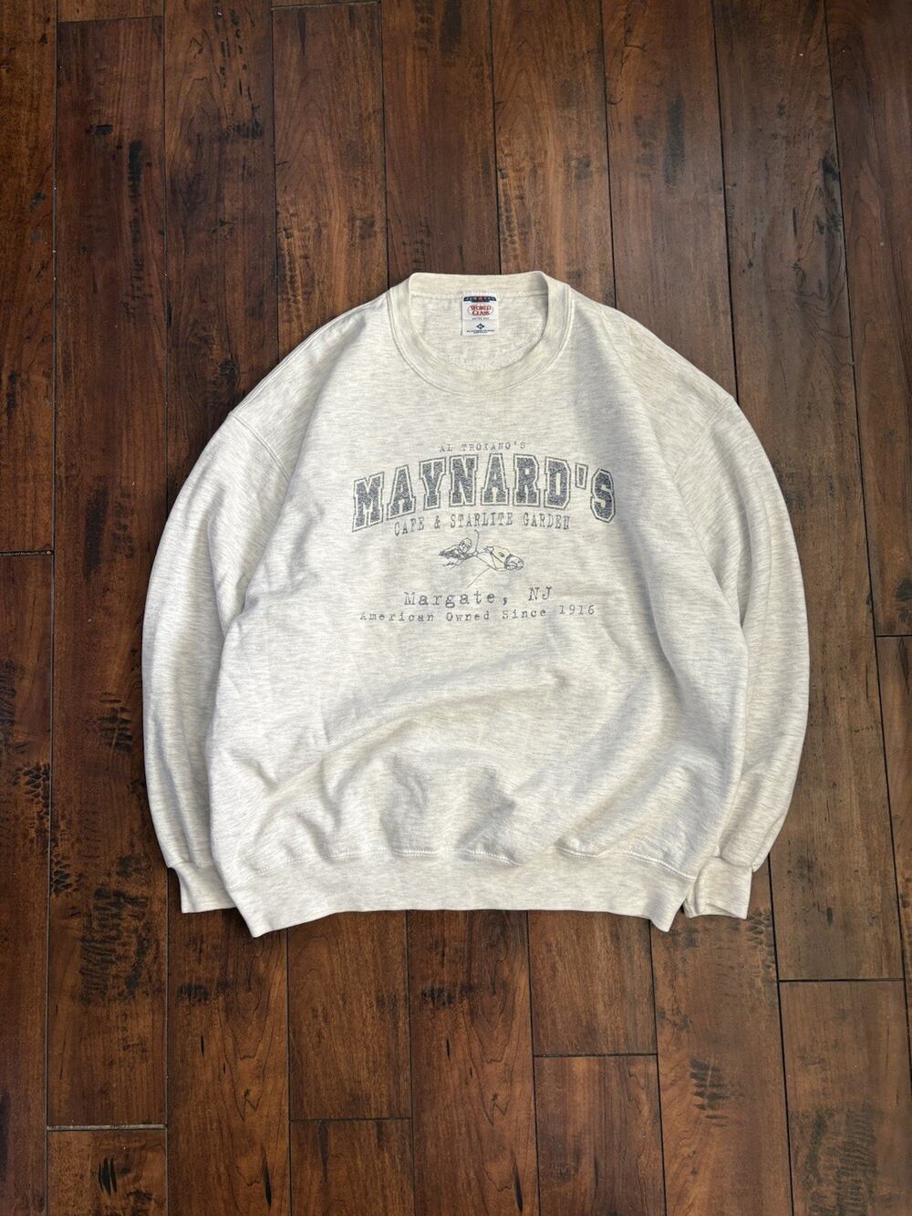 Vintage Jerzees Sweatshirt Mens XL Gray Made In USA 90s Graphic Chunky Knit
